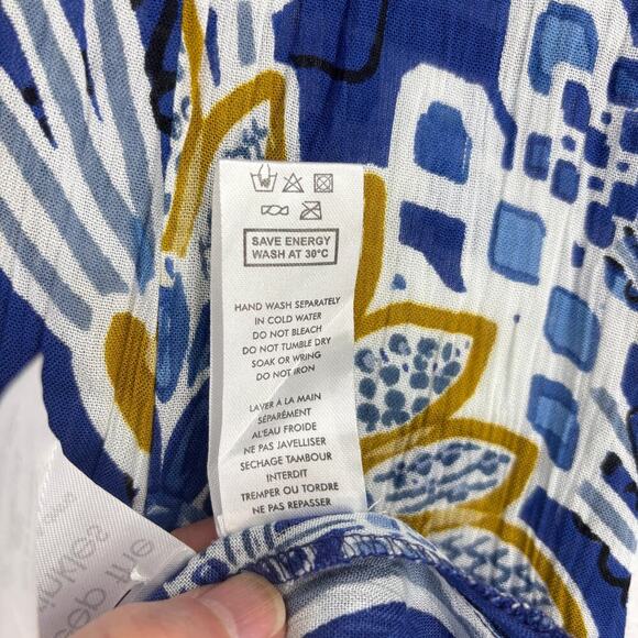 Orientique Naturally Midi Dress Seville Size S Blue Floral Crinkle Gauzy Flowy - Picture 14 of 16